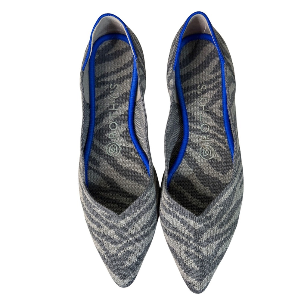 Rothy's Gray Zebra Knit Pointed Flats